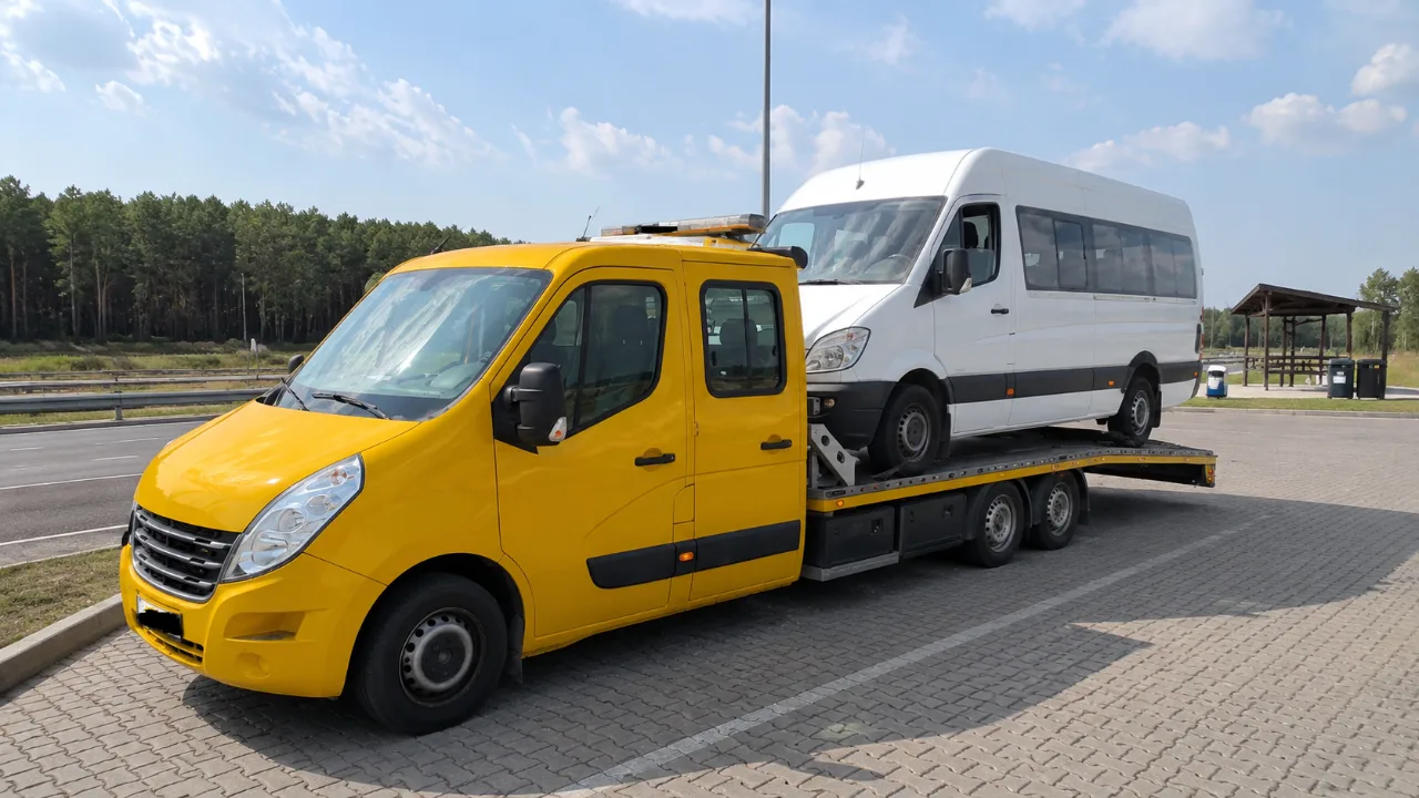 Transport minibusa na lawecie – pomoc drogowa Ostrołęka
